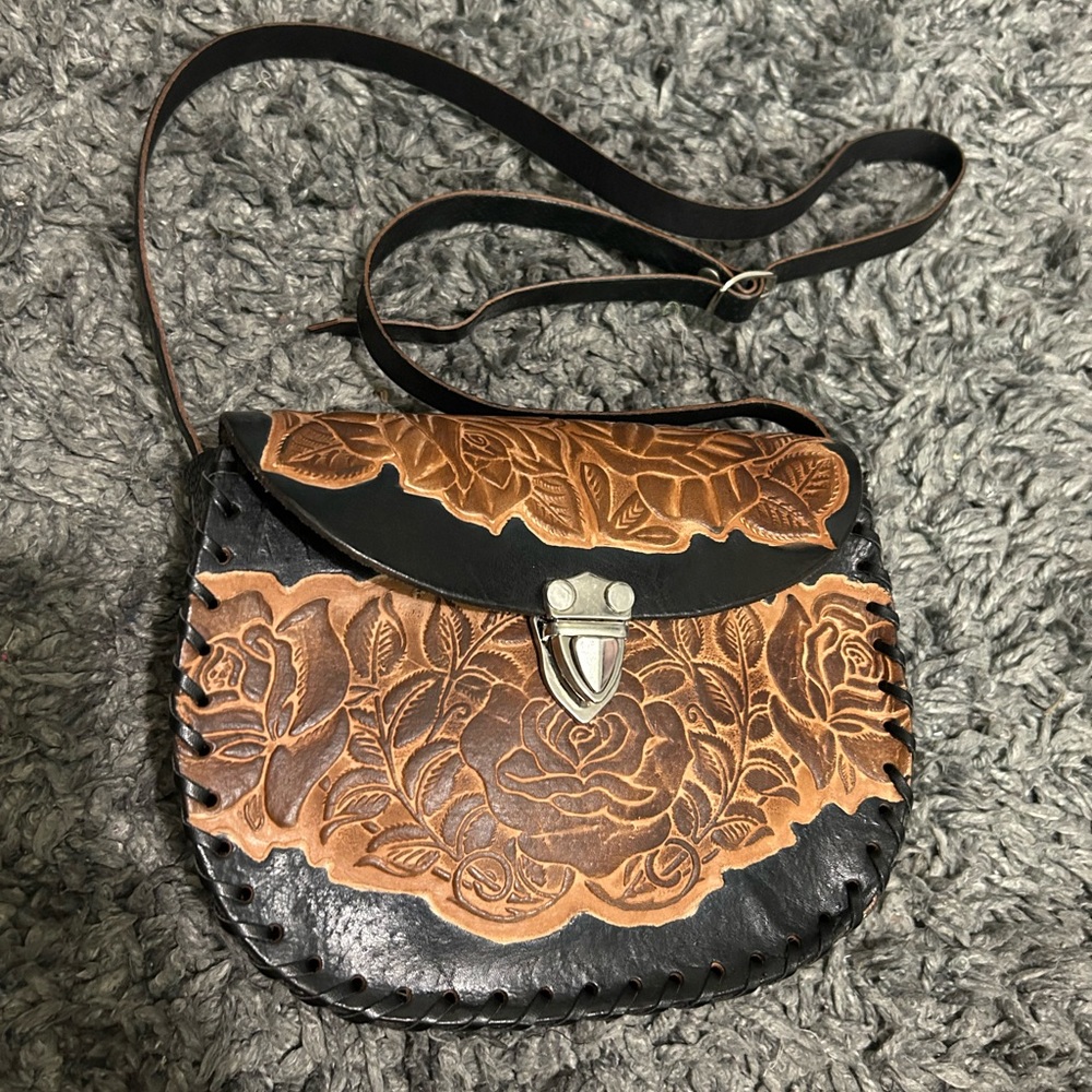 All leather crossbody purse